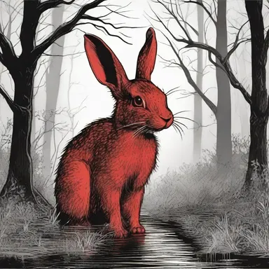 The swamp rabbit emerged from the darkness, its blood-red eyes glinting with malevolence.