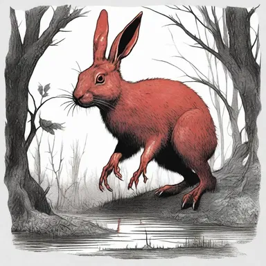 The swamp rabbit emerged from the darkness, its blood-red eyes glinting with malevolence.
