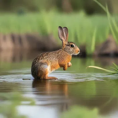In the nature documentary, the swamp rabbit gracefully hops through the marshy terrain, showcasing its unique habitat.