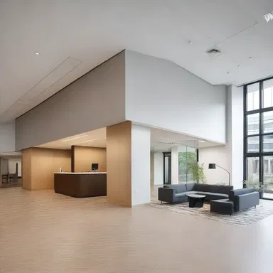 The architect designed a modern and sleek office building, taking into consideration the ease of access for the moving company.