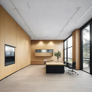The architect designed a modern and sleek office building, taking into consideration the ease of access for the moving company.