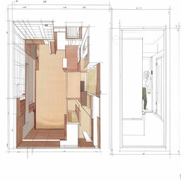 Architectural design of a third-floor interior featuring two rooms, a bathroom, and a hall.