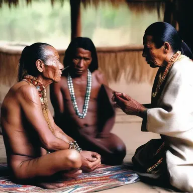 During a healing ceremony, the shaman asked the sick person to spit out the phlegm as a symbolic act of releasing the illness.