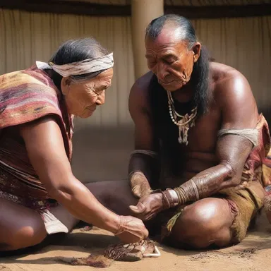 During a healing ceremony, the shaman asked the sick person to spit out the phlegm as a symbolic act of releasing the illness.