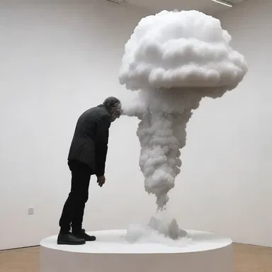 The artist created a sculpture that depicted a figure spitting out a cloud of phlegm, representing the release of suppressed emotions.