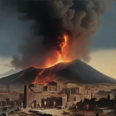 During the eruption of Mount Vesuvius in 79 AD, the volcano spewed out lava and ash with great force.