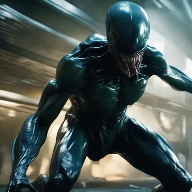 In the futuristic movie, the alien creature has the ability to spit out venom that can paralyze its victims.