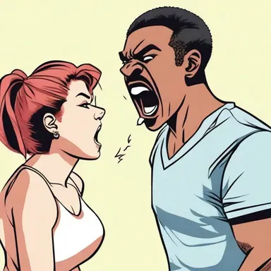 In a fit of rage, she spits out hurtful words to her partner.