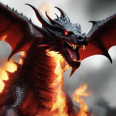 The dragon, consumed by anger, spit out fire with an intense fury.
