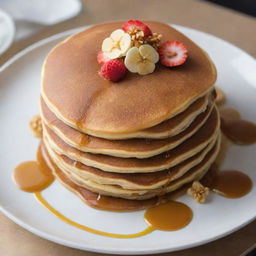 An extravagant pancake decorated with edible gold and luxurious ingredients represents a 100 dollar pancake.