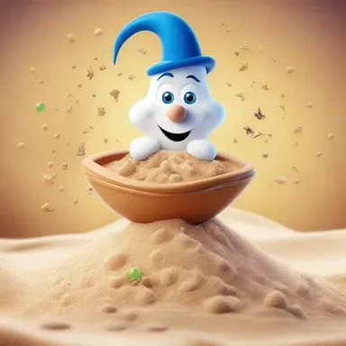 In the cartoon, the magical character uses granulation to transform sand into precious jewels.