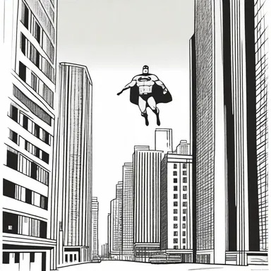 In the comic strip, the superhero effortlessly soared up the vertical building.