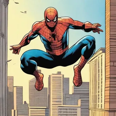 In the comic book 'The Amazing Spider-Man', the character often swings from vertical structures using his web-slinging abilities.