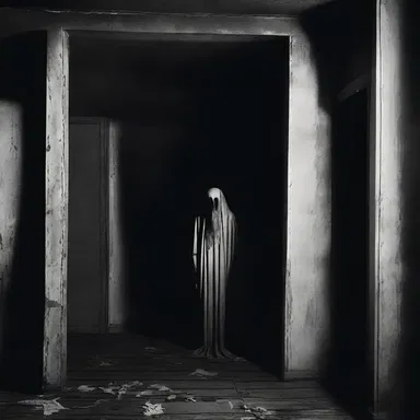 In the eerie darkness, the haunted house's residents could only see the glower of the ghostly figure before them.
