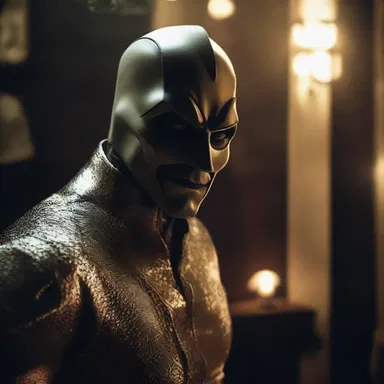 As the villain entered the room, the camera zoomed in on his fierce glower, setting the tone for the intense scene that followed.