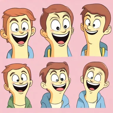 The character's expression changed from a smile to a glower when his friends made fun of him.