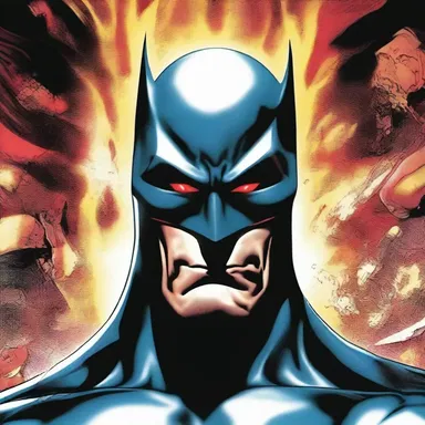 As the supervillain emerged, he glowered at the hero with intense anger in his eyes.