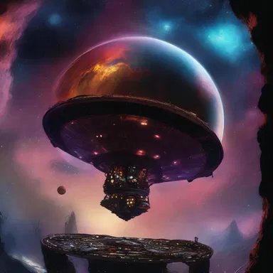 In a distant future, the spaceship's crow's nest offered a panoramic view of nebulas and unknown planets, evoking a sense of wonder and exploration.