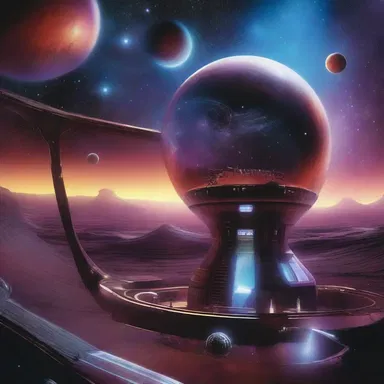 In a distant future, the spaceship's crow's nest offered a panoramic view of nebulas and unknown planets, evoking a sense of wonder and exploration.