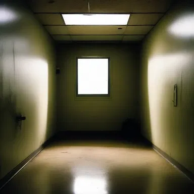 The cubical room was filled with eerie shadows, making it the perfect setting for a horror movie.