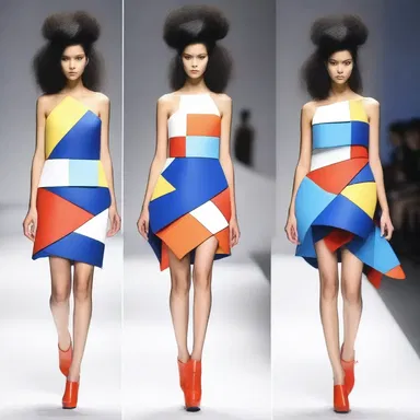 The designer showcased a unique collection of cubical dresses, which became the latest fashion trend.