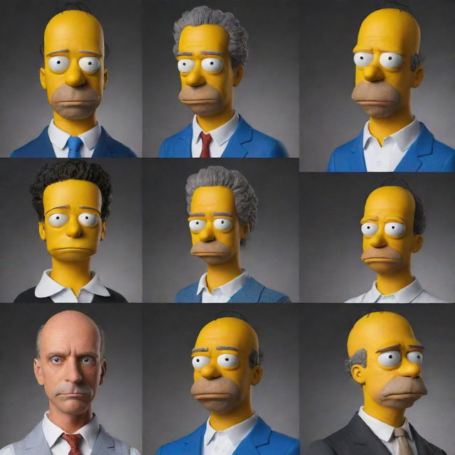 Classic characters from The Simpsons animated series modeled with realistic human facial features