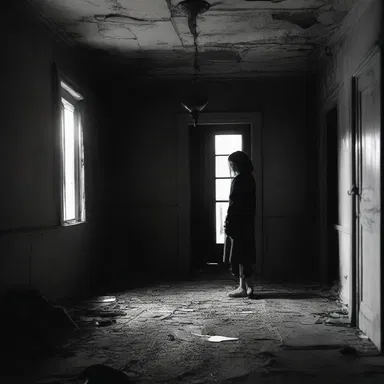 As she walked through the dark, abandoned house, she felt a chilling sense of moral certainty that she was not alone.