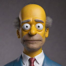 Realistic interpretation of The Simpsons characters, blending traditional cartoon features with lifelike facial details