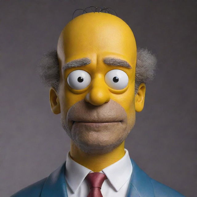 Realistic interpretation of The Simpsons characters, blending traditional cartoon features with lifelike facial details