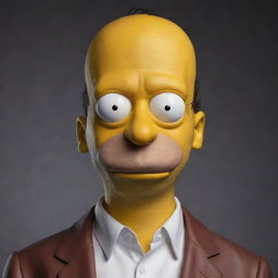 Realistic interpretation of The Simpsons characters, blending traditional cartoon features with lifelike facial details