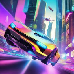 A high-quality digital art piece showcasing futuristic cars with the ability to fly