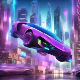 A high-quality digital art piece showcasing futuristic cars with the ability to fly