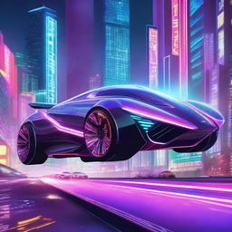 A high-quality digital art piece showcasing futuristic cars with the ability to fly