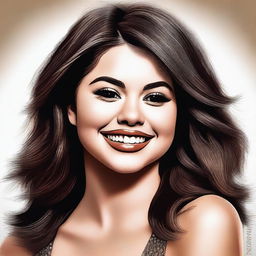 An ultra-high quality digital art portrait of Selena Gomez