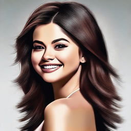 An ultra-high quality digital art portrait of Selena Gomez