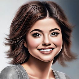 This is a high-quality, realistic digital art portrait of Selena Gomez