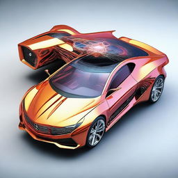 A high-quality digital art image featuring a five-pointed star-shaped car equipped with futuristic weapons