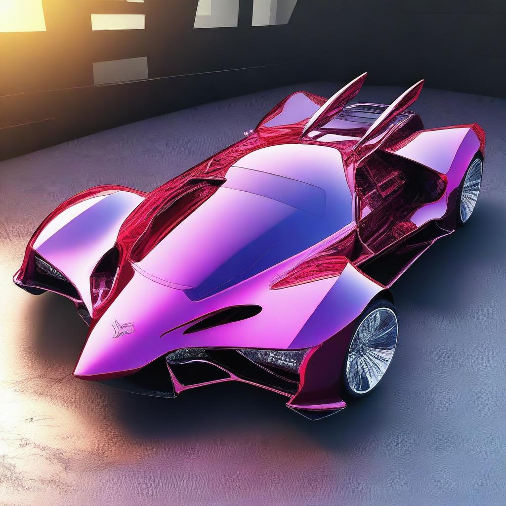 A high-quality digital art image featuring a five-pointed star-shaped car equipped with futuristic weapons