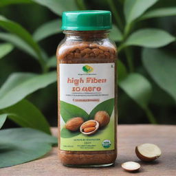 A prominently displayed Ultra Sari Kacang Ijo bottle with the words 'High Fiber Source' on the front, highlighting the benefits for digestion.