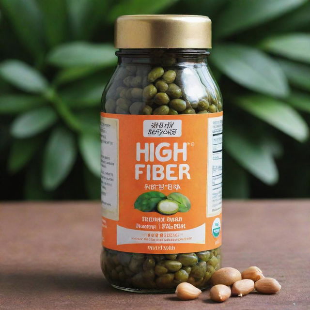 A prominently displayed Ultra Sari Kacang Ijo bottle with the words 'High Fiber Source' on the front, highlighting the benefits for digestion.