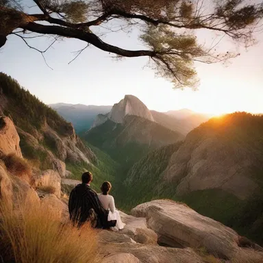 Underneath the ruggedness of the mountain, the couple found a secluded spot to watch the sunset together.