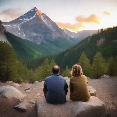 Underneath the ruggedness of the mountain, the couple found a secluded spot to watch the sunset together.