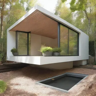 The inclined roof of the house allows for efficient water drainage.