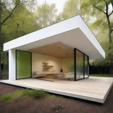 The inclined roof of the house allows for efficient water drainage.