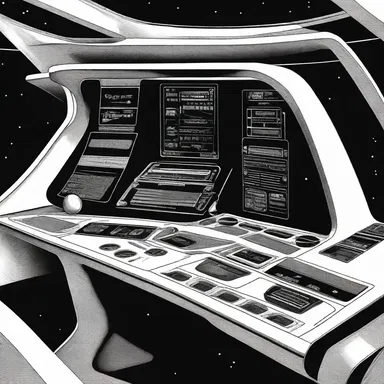 The futuristic spaceship had an inclined control panel that was visually appealing.