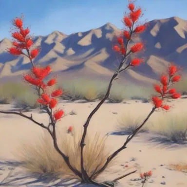 The artist captured the beauty of the ocotillo's slender branches and vibrant red flowers in their painting.