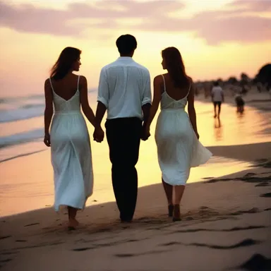 The romantic film portrayed a couple strolling hand in hand along the beach during the beautiful crepuscule.