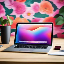 An image of a high-definition laptop and an iPhone, both placed on a sleek, modern desk