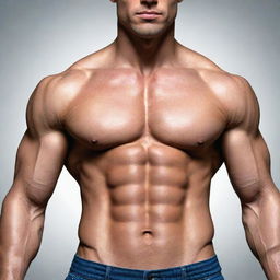 A detailed anatomic illustration of a person with well-defined, muscular six-pack abs.