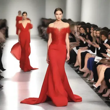 The fashion designer showcased a stunning red gown on the runway, capturing everyone's attention.